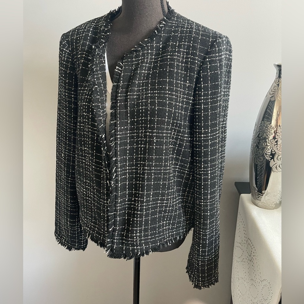 Calvin Klein Tweed Open-front Blazer - Picture 3 of 8